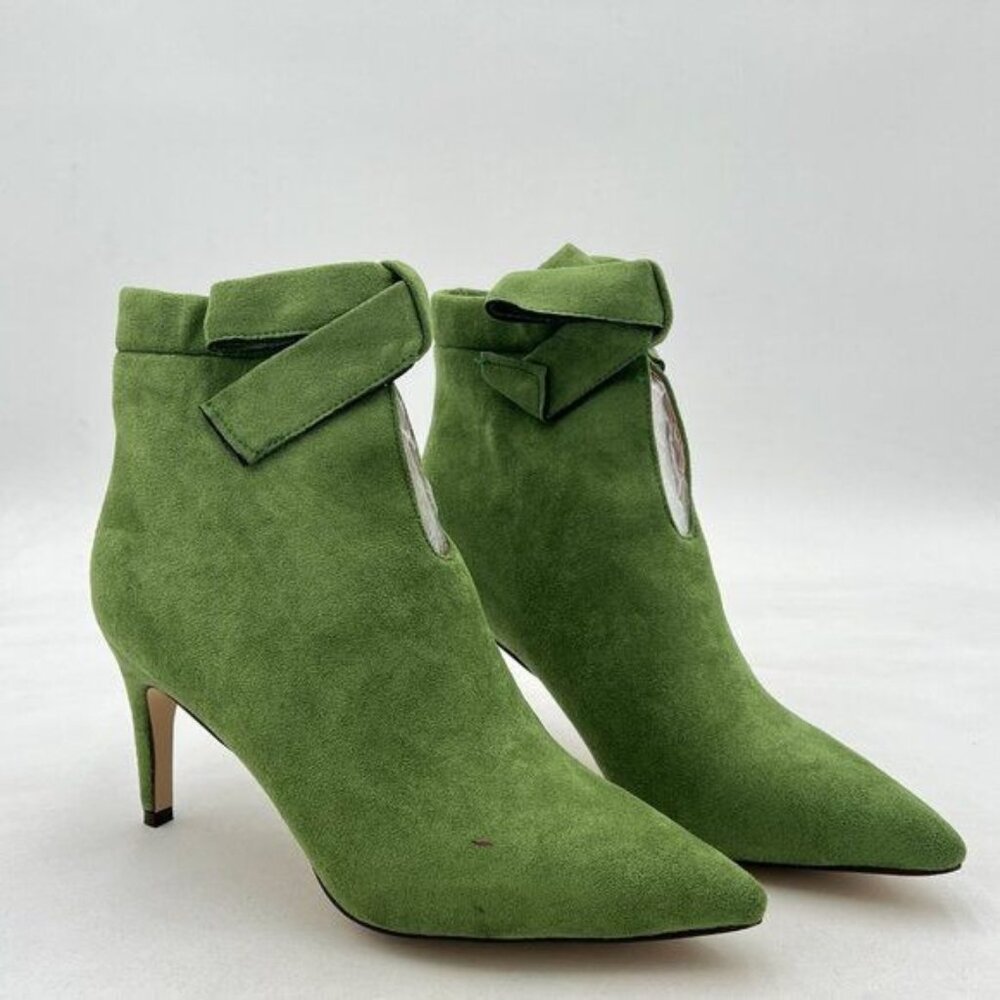 XYD Green Classical Pointed Toe Ankle Booties Dress Low Kitten Heels Graceful